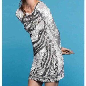Silver Sequin and Velvet Evening Dress